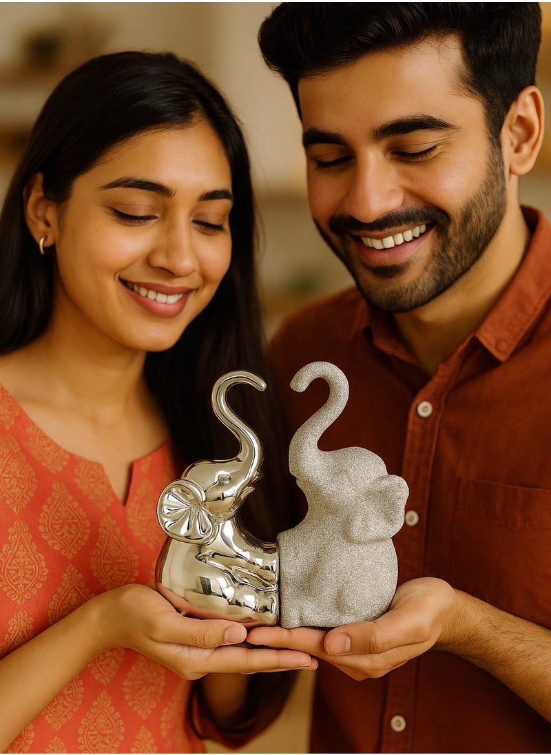UPSCALE Wedding and Anniversary Gift for Couple and Family| Extra Tall (21.5cm) Beautiful Home Decor Item, Living Room| Silver and Glitter  - Image 1