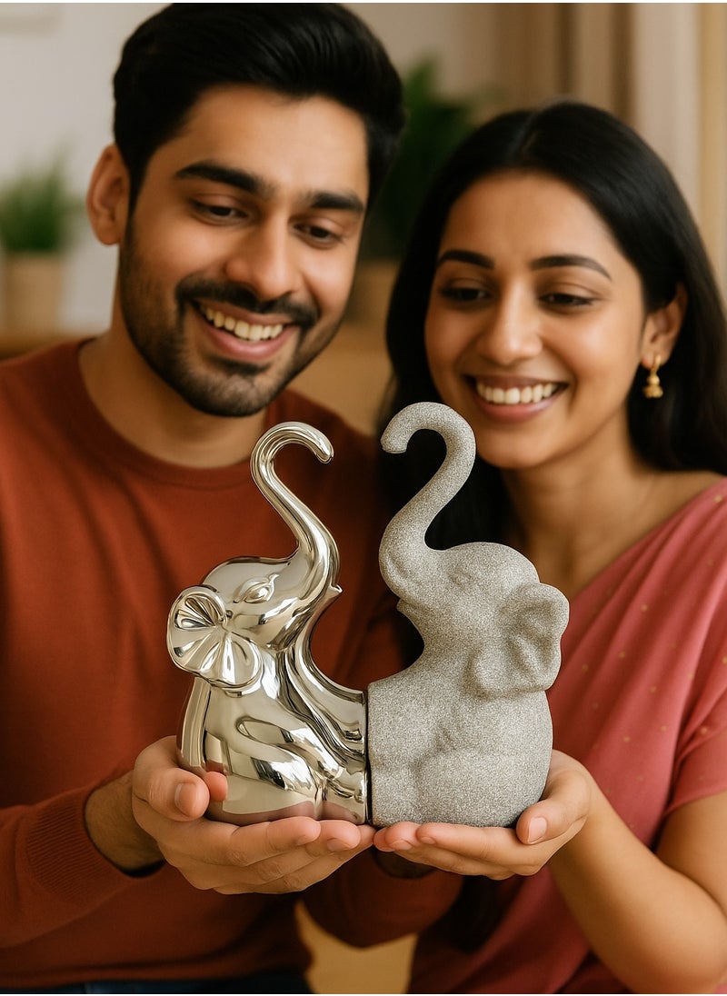 UPSCALE Wedding and Anniversary Gift for Couple and Family| Extra Tall (21.5cm) Beautiful Home Decor Item, Living Room| Silver and Glitter  - Image 3