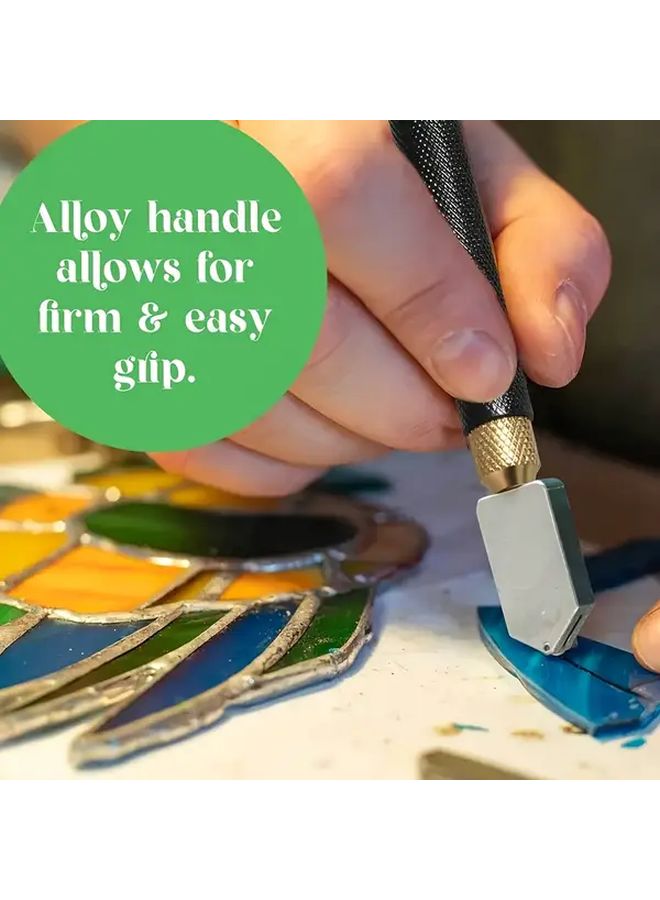 3 في 1 قاطع زجاج يدوي بمتداول ماسي وقاعدة قابلة للتعديل ومشبك - Image 3