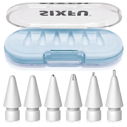 SIXFU Nib Tips for Apple Pencil Tips, Apple Pencil Pro Tips Set, Professional Sturdy Apple Pen Tips Replacement with Blue Case Accessories Compatible with iPad Pencil 2/1 USB C Tips(6 PCS) - Image 1