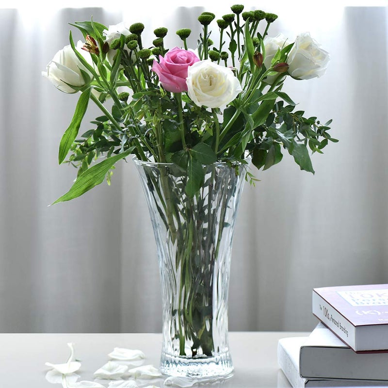 JASVIC Vase 12" Flower Vases, Crystal Clear Glass Vases for Flowers, Tall Crystal Vase, Modern Large Glass Home Office Decor for Living Room Dining Table Centerpieces, Birthday and Wedding - Image 4