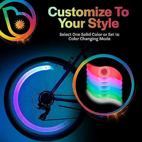 Brightz SpokeBrightz 2-Pack LED Bike Wheel Lights - Color Changing Bike Spoke Light - LED Bike Tire Lights for Kids, Adults, Boys, and Girls - Bicycle Accessories for Riding Bikes at Night - Image 2