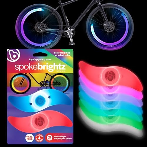 Brightz SpokeBrightz 2-Pack LED Bike Wheel Lights - Color Changing Bike Spoke Light - LED Bike Tire Lights for Kids, Adults, Boys, and Girls - Bicycle Accessories for Riding Bikes at Night - Image 1