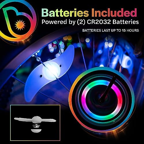 Brightz SpokeBrightz 2-Pack LED Bike Wheel Lights - Color Changing Bike Spoke Light - LED Bike Tire Lights for Kids, Adults, Boys, and Girls - Bicycle Accessories for Riding Bikes at Night - Image 4