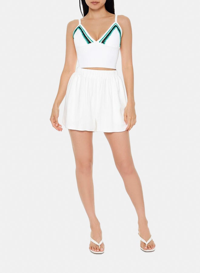 Embroidered Sweater-Knit Cropped Cami