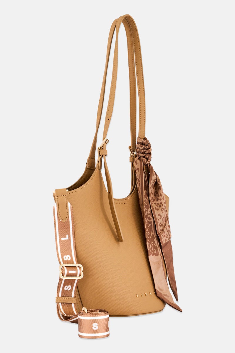 SISLEY Women Brand Logo Shoulder Bag, Tan - Image 2
