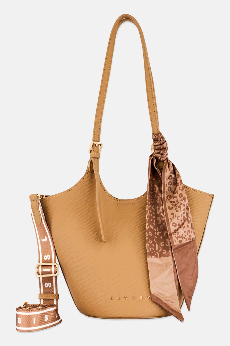 SISLEY Women Brand Logo Shoulder Bag, Tan - Image 1