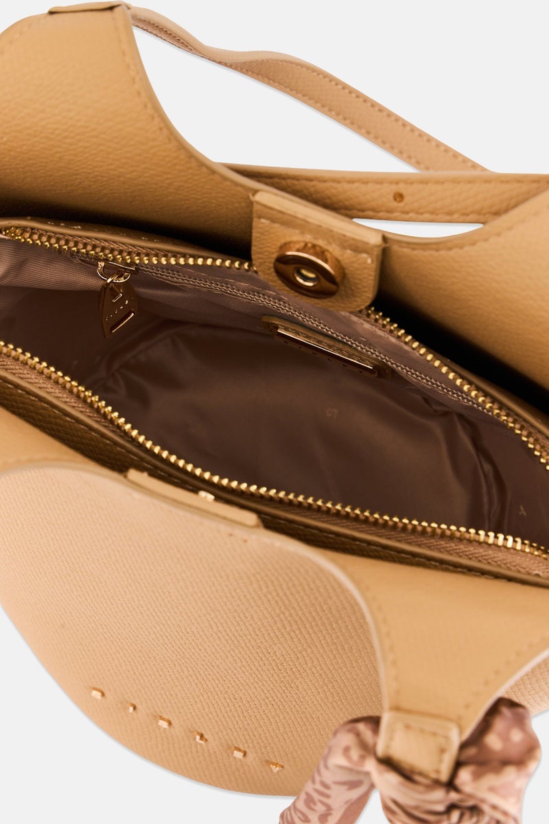 SISLEY Women Brand Logo Shoulder Bag, Tan - Image 4