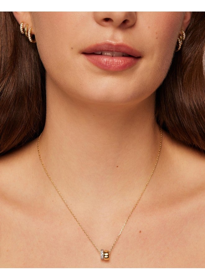 PAVOI 14K Yellow Gold Plated Cz Rondelle Pendant Necklace For Women | Two-Toned Dainty Necklaces | Cubic Zirconia Rondelle Pendant - Image 2