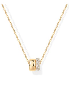 PAVOI 14K Yellow Gold Plated Cz Rondelle Pendant Necklace For Women | Two-Toned Dainty Necklaces | Cubic Zirconia Rondelle Pendant  - Image 1
