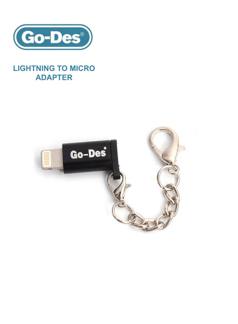 GO-DES Go-Des Lightning to Micro Adapter With Keychain GD-CT09 - Black  - Image 1