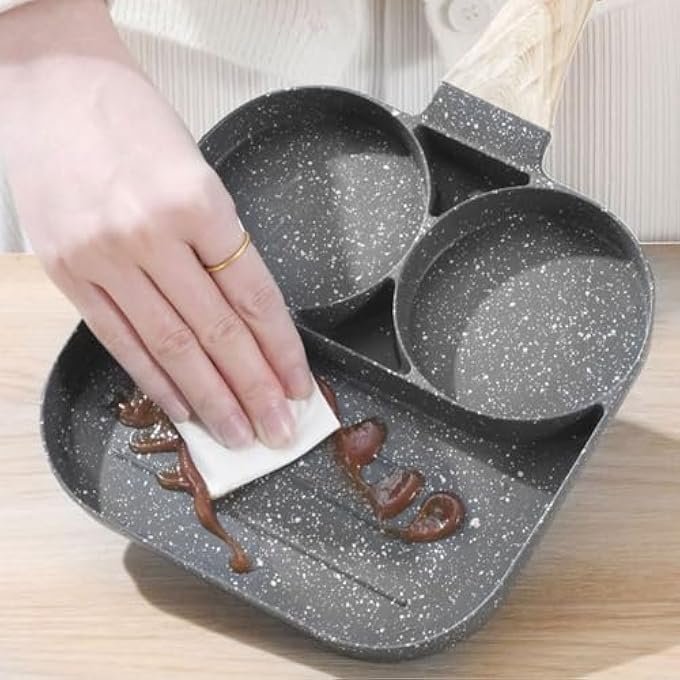 ECVV Egg Frying Pan 3In1 Nonstick Pan Divided Breakfast Pans With Heat Resistant Handle  Omelette Pan For Pancake  Bacon  Burgers  Fried Cooker For Gas Stove  Induction Cooker - Image 4