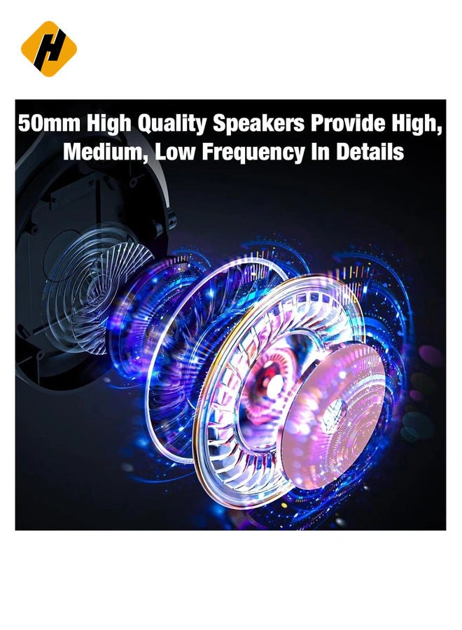 HuHa Wired Gaming Headsets RGB LED Headphones w/Mic for PS5/PS4 Black Silver  - Image 3