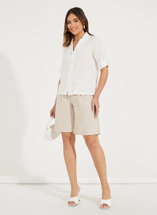 Styli Floral Embroidery Detail Relaxed Fit Shirt - Image 2