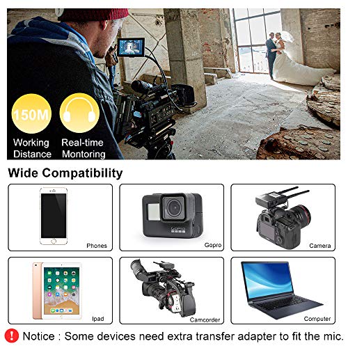LENSGO Wireless Lavalier Microphone, UHF Professional Omnidirectional 338C Dual Transmitter Lapel Mic with Metal 492FT for Camera DSLR Smartphone Video Recording - Image 2