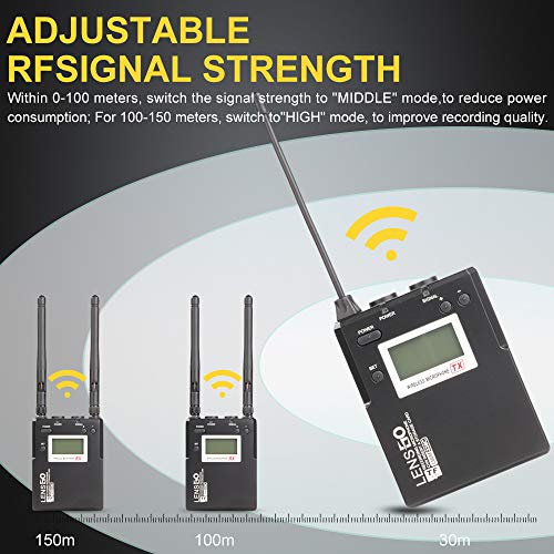 LENSGO Wireless Lavalier Microphone, UHF Professional Omnidirectional 338C Dual Transmitter Lapel Mic with Metal 492FT for Camera DSLR Smartphone Video Recording - Image 4