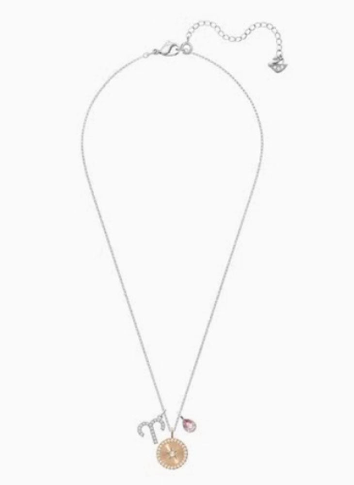 general Rhodium Plated Zodiac Aries Crystal Studded Pendant Necklace - Image 3