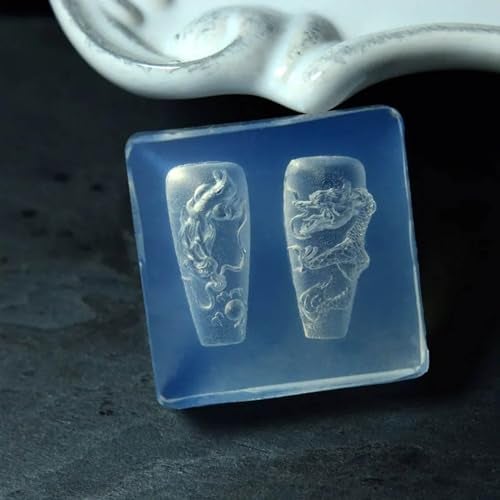 NUEAYMS Dragon Silicone Nail Carving Moulds Snake Stamping Stencils Nail Art Epoxy Resin Molds for DIY Home Decoration - Image 3