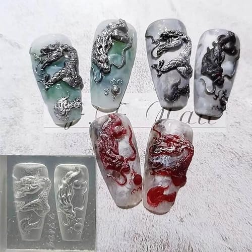 NUEAYMS Dragon Silicone Nail Carving Moulds Snake Stamping Stencils Nail Art Epoxy Resin Molds for DIY Home Decoration - Image 4