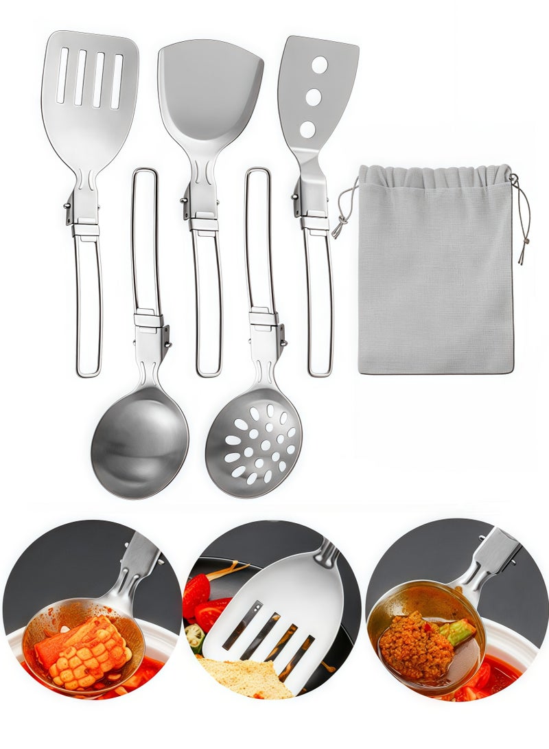 6-piece camping kitchen set, outdoor kitchen utensils, foldable cooking storage box, metal camping kitchen set, camping RV cookware set, barbecue set  - Image 1