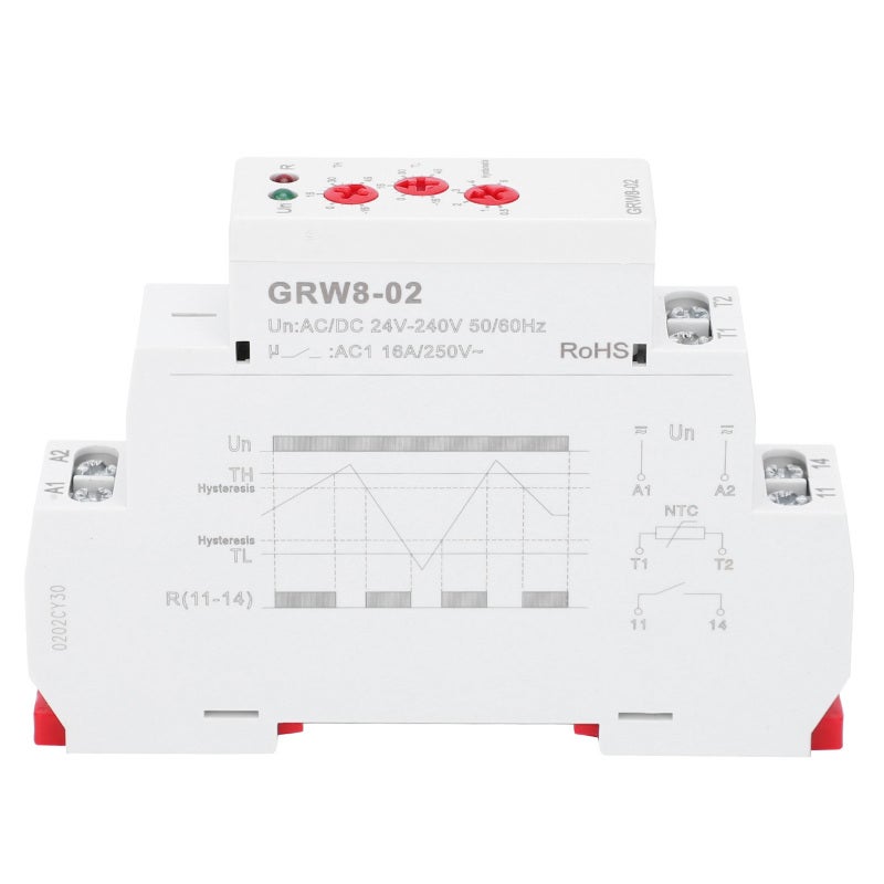 GEYA Temperature Control Relay: AC/DC 24V-240V, Heating/Cooling Mode, LED Status Indicator - High Safety, 35mm Rail Mount, -15°C to +45°C Range for Industrial & Commercial Temperature Monitoring - Image 2