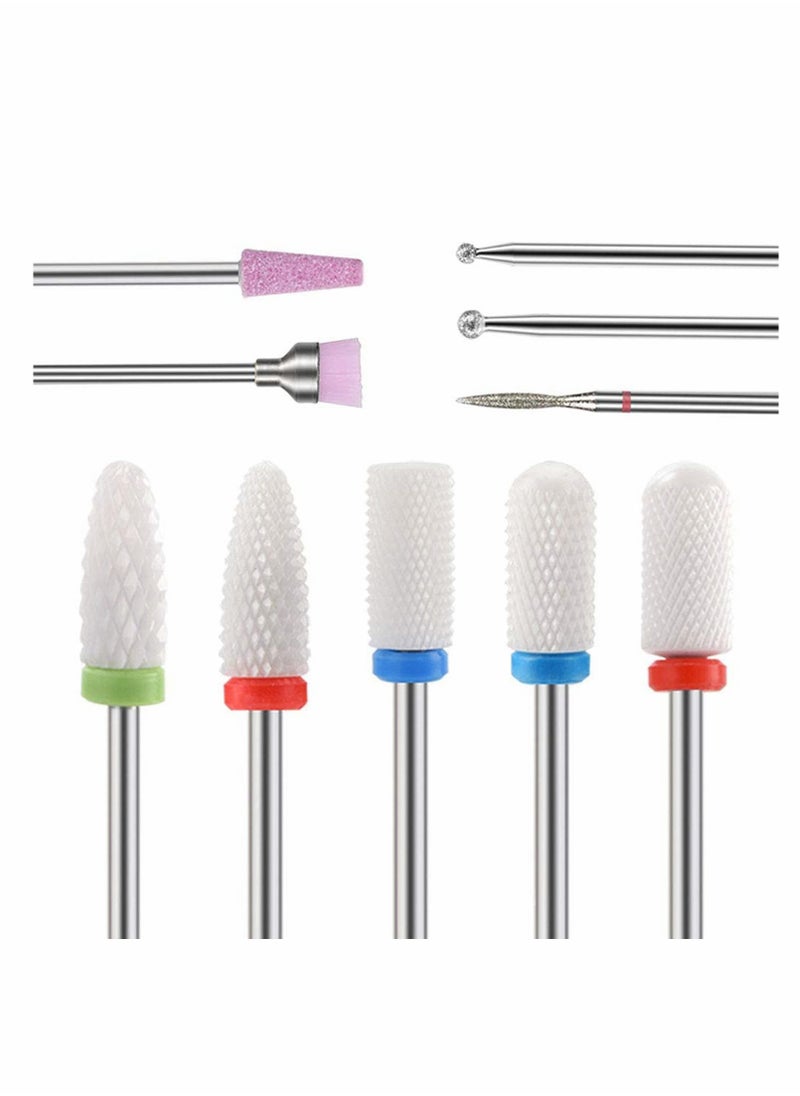 KASTWAVE Nail Drill Bits Set, 10 Pcs Ceramic Nail Drill Bits for Acrylic Gel Nails Professional Nail Drill Bits Cuticle Remover Diamond Bits for Nails Manicure Pedicure  - Image 1