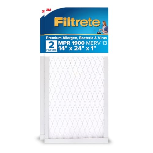 Filtrete 14x24x1 AC Furnace Air Filter, MERV 13, MPR 1900, Premium Allergen, Bacteria & Virus Filter, 3-Month Pleated 1-Inch Electrostatic Air Cleaning Filter, 2-Pack (Actual Size 13.81x23.81x0.78 in) - Image 1