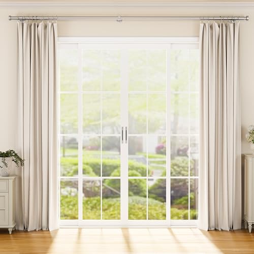YaFex Heavy Duty Curtain Rods 32-150 Inch, 1 Inch Adjustable Silver Curtain Rod for Windows, Extra Long Window Treatment Rods with Aluminium Finials, Easy Installation - Image 2