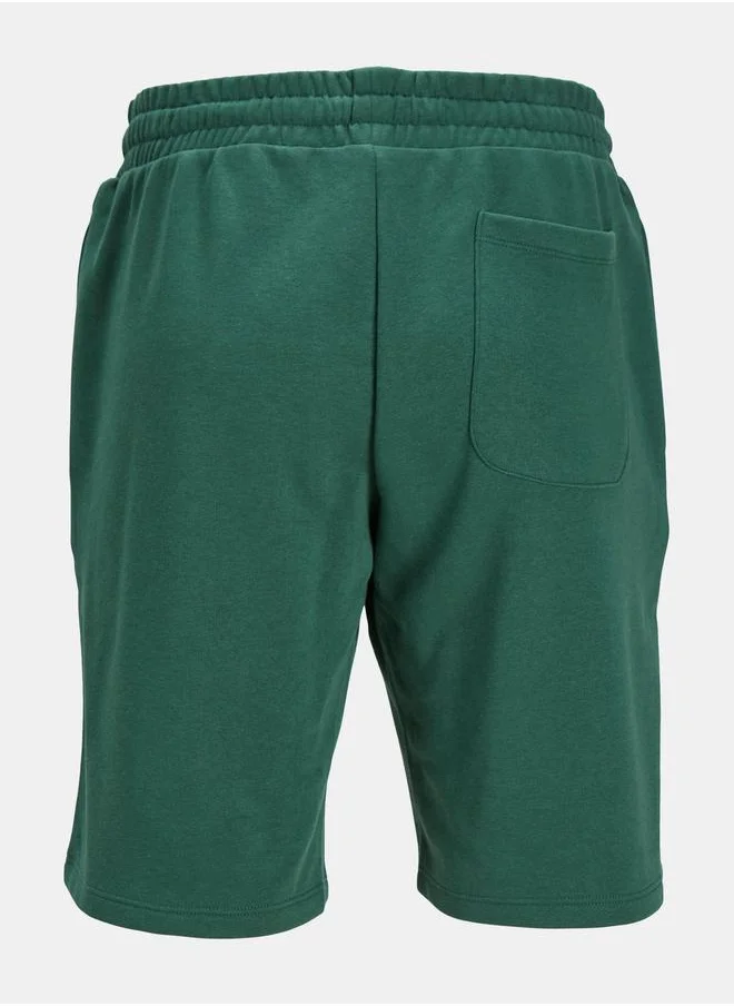 جاك اند جونز Logo Print Sweat Shorts with Drawstring Waistband