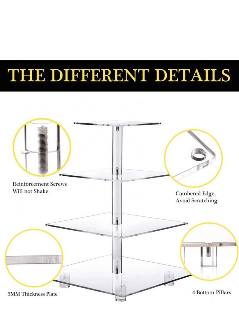 حامل عرض كعك الأكواب الأكريليكي مع سلسلة أضواء LED لتزيين الحفلات 4 طبقات - Image 5