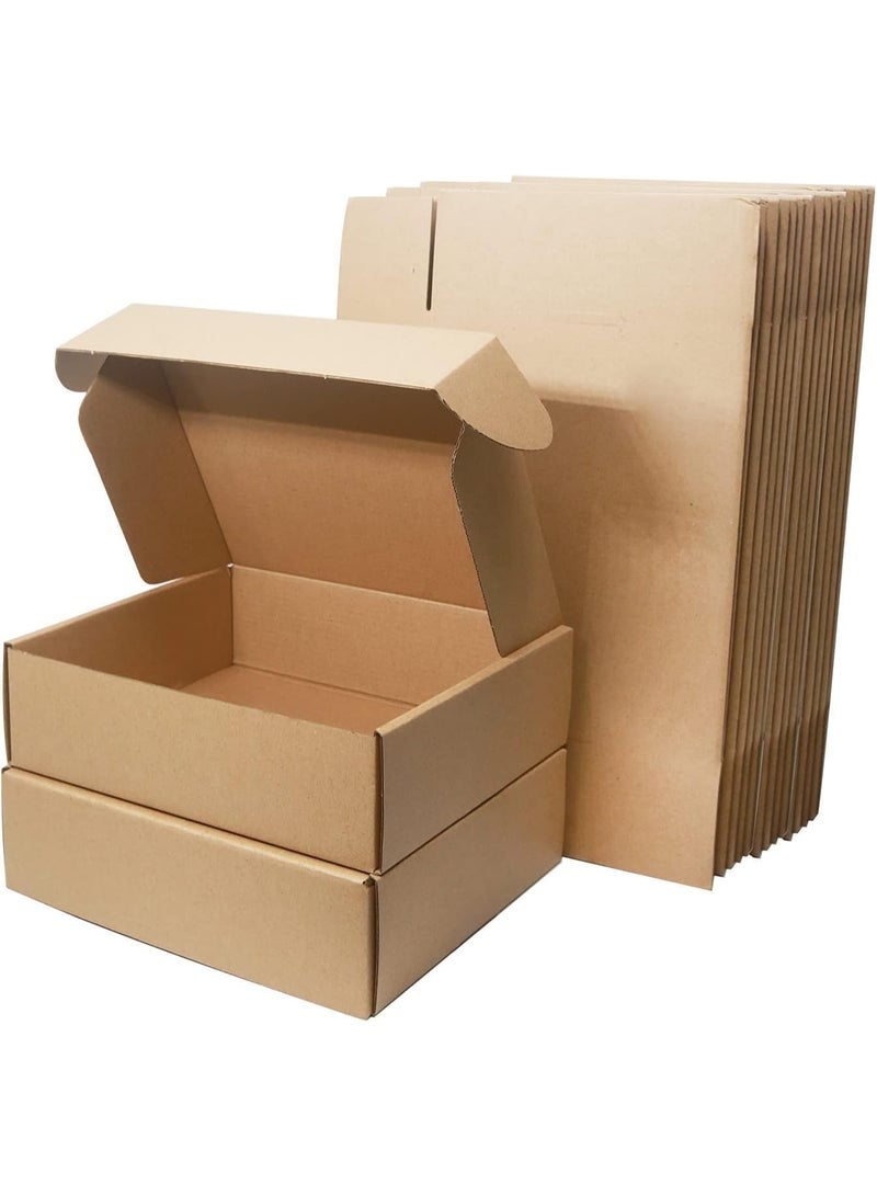 Corrugated Cardboard Carton Shipping Boxes, 20×20×7cm Mail Small Parcel Postal Boxes, Brown Packaging Mailing Boxes for Business, Posting, Storing or Gift (10) - Image 1