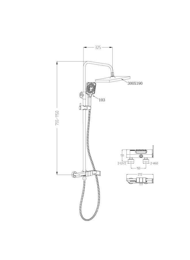 DANUBE HOME Milano Mila Rain Shower Mixer With Shower Set Chrome Made In China  - Image 2