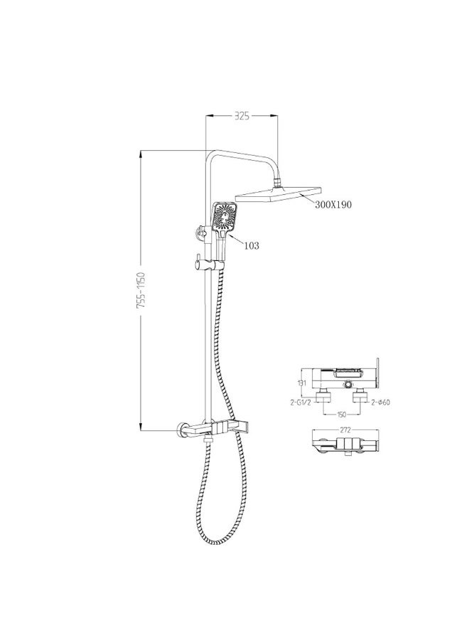 DANUBE HOME Milano Mila Rain Shower Mixer With Shower Set Chrome Made In China - Image 2