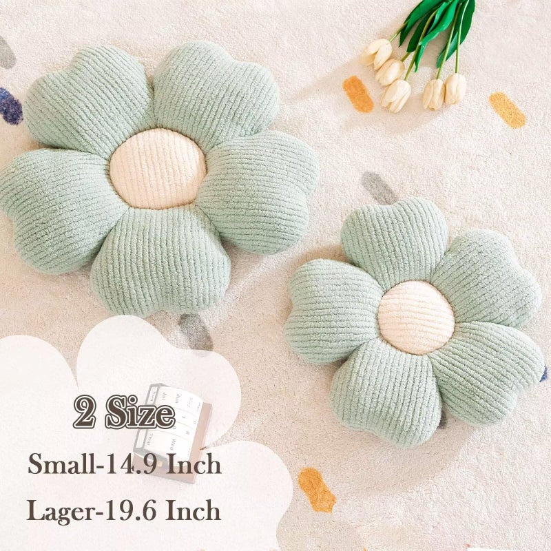 Kcvvcr Flower Throw Pillow, Cute Flower Shaped Pillow Decorative Throw Pillow for Bed Couch, Soft Daisy Pillows Floor Seating Cushion Cushions (14.9 Inch Sage Green) - Image 2