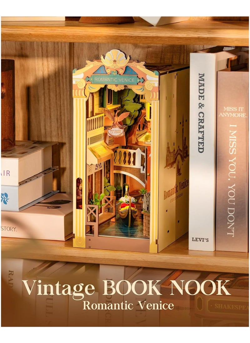 روبوتايم Rolife Book Nook TGB08 ديكور رف كتب البندقية الرومانسي مع مصابيح LED ، مجموعات منزل مصغرة DIY ، لغز 3D للبالغين للبناء ، الحرف اليدوية DIY الزخرفية / هدايا أعياد الميلاد / ديكور المنزل ، هدية مثالية للفتيات والفتيان والمراهقين والبالغين  - Image 4
