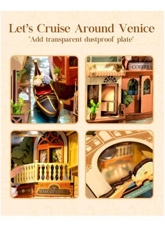 Robotime Rolife Book Nook TGB08 Romantic Venice Bookshelf Decoration with LED Lights, DIY Miniature House Kits, 3D Puzzle for Adults to Build, Decorative DIY Crafts/Birthday Gifts/Home Decor, Ideal Gift for Girls & Boys, Teens & Adults  - Image 5