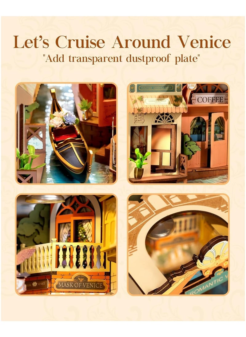 روبوتايم Rolife Book Nook TGB08 ديكور رف كتب البندقية الرومانسي مع مصابيح LED ، مجموعات منزل مصغرة DIY ، لغز 3D للبالغين للبناء ، الحرف اليدوية DIY الزخرفية / هدايا أعياد الميلاد / ديكور المنزل ، هدية مثالية للفتيات والفتيان والمراهقين والبالغين  - Image 5