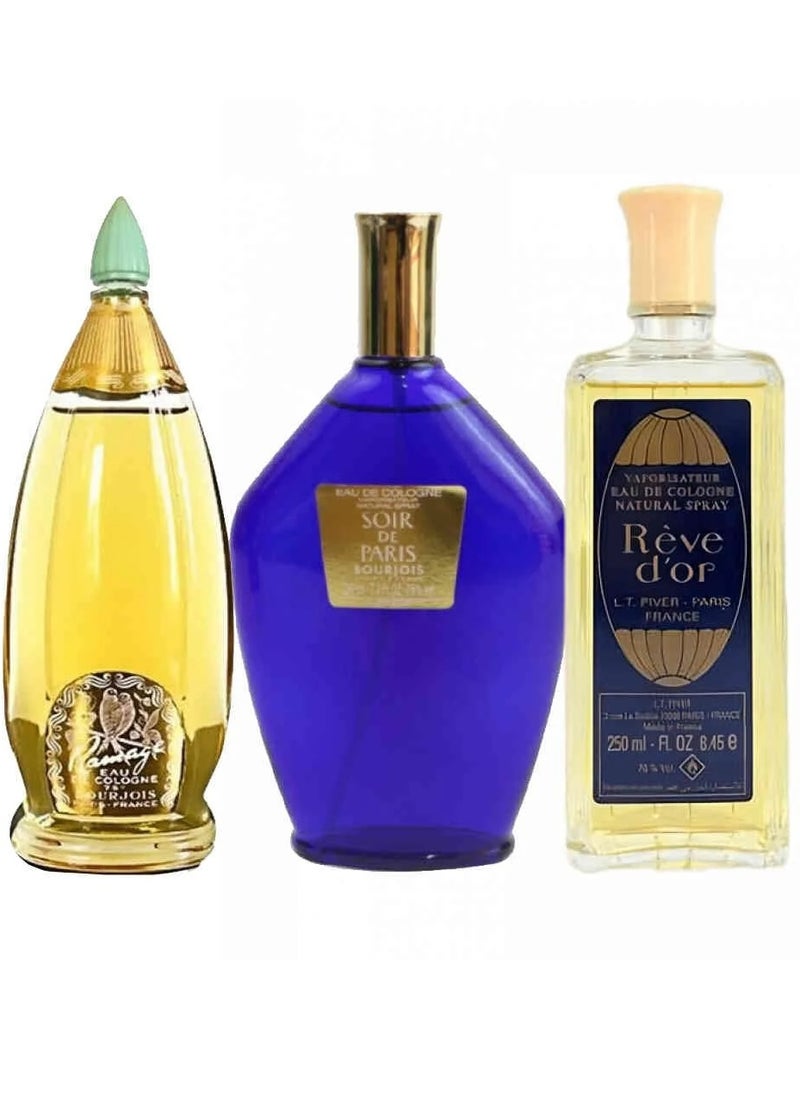 L.T Piver Paris Cologne Set Reve d'Or + Soir de Paris + Ramage 3 pcs 