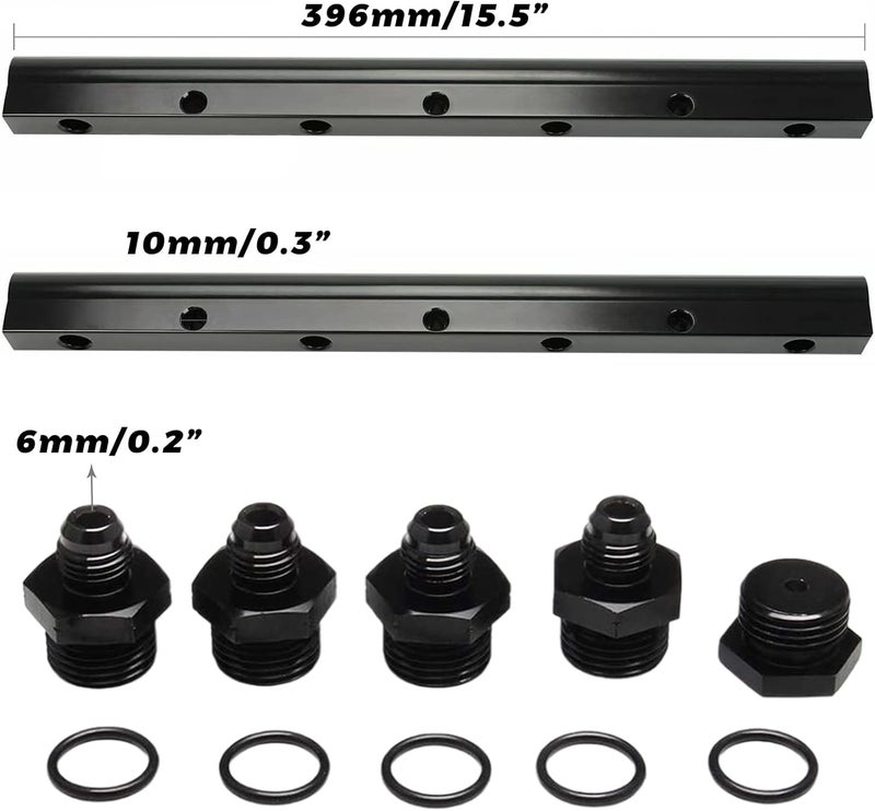 YESHMA Billet Fuel Rail Kit for LS LS2 LS3 LS6 Stock Intake Manifold with 6AN Hardware - Image 2