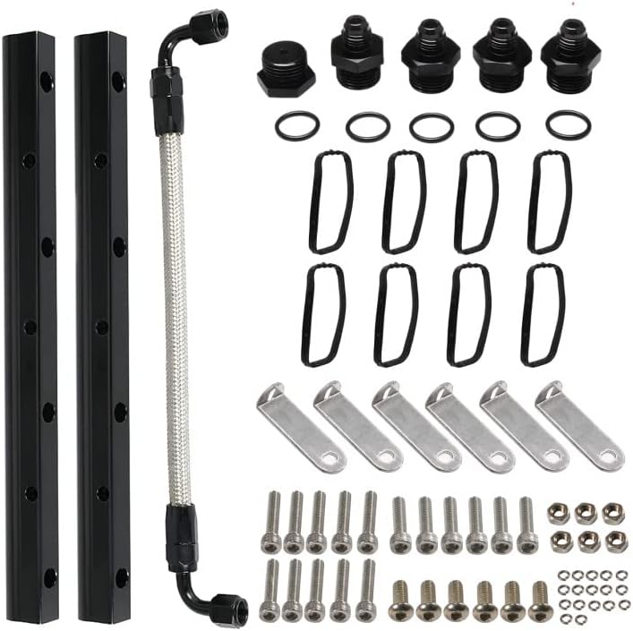 YESHMA Billet Fuel Rail Kit for LS LS2 LS3 LS6 Stock Intake Manifold with 6AN Hardware - Image 1