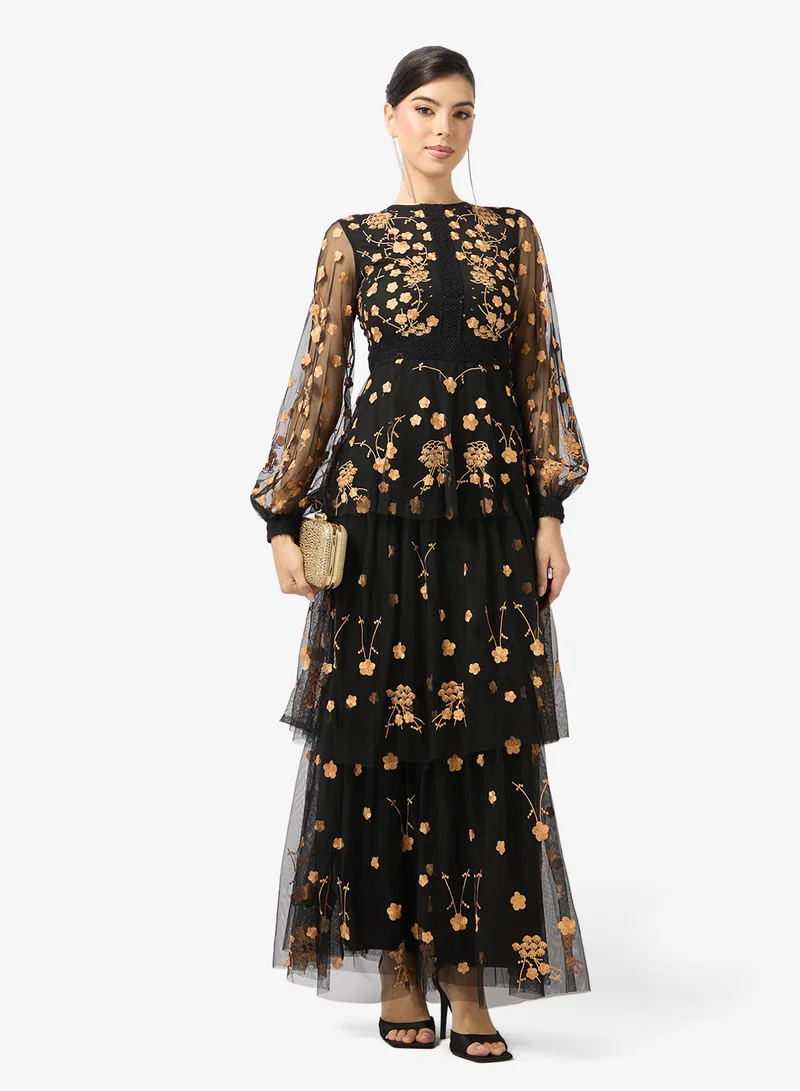 Frock and Frill Embellished ruffle maxi dress