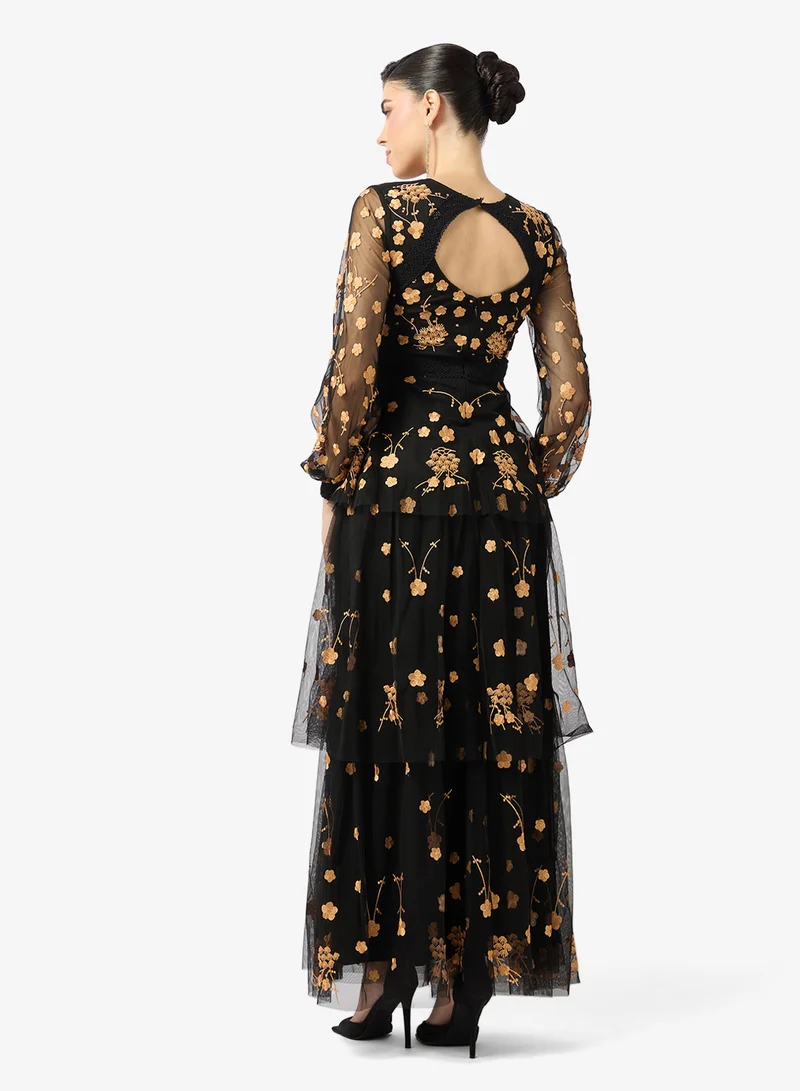 Frock and Frill Embellished ruffle maxi dress