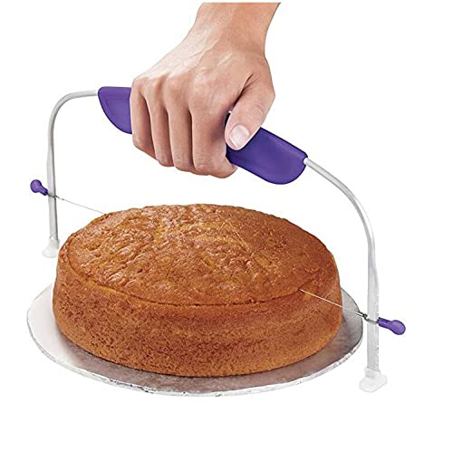 RIVUGJA Adjustable Bread Cake Slicer Cutter and Leveler with Stainless Steel Wires and Purple Handle for Professional Baking Tools MultiColor - Image 1