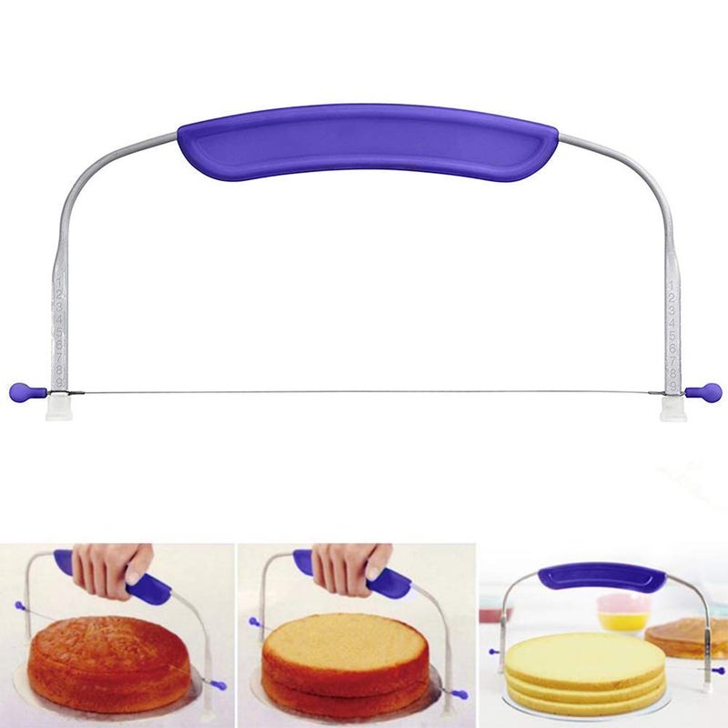 RIVUGJA Adjustable Bread Cake Slicer Cutter and Leveler with Stainless Steel Wires and Purple Handle for Professional Baking Tools MultiColor - Image 3