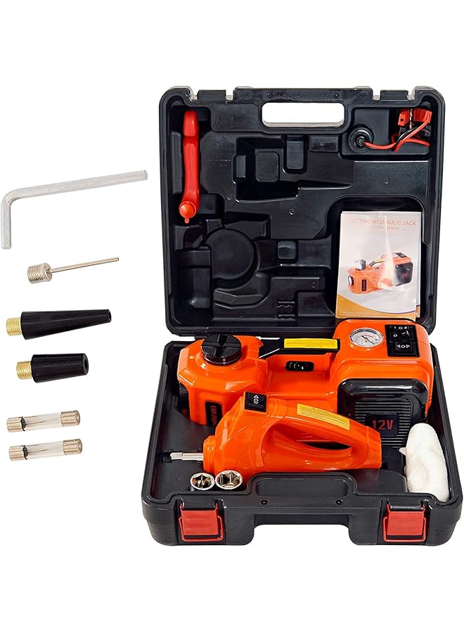 توبيز رافعة سيارة كهربائية خفيفة الوزن 3 في 1، 5 أطنان، رافعة أرضية هيدروليكية، مزودة بمضخة نفخ إطارات مدمجة وإضاءة LED - مصدر طاقة ثنائي الاتجاه - Image 1