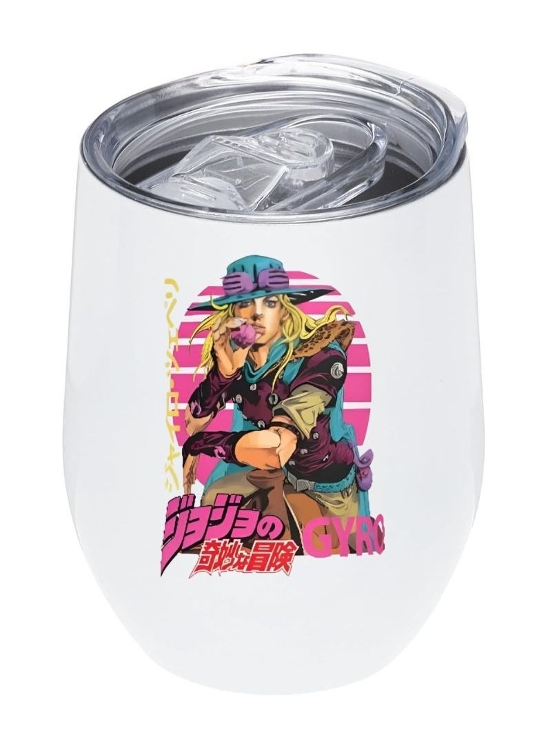 LOUD UNIVERSE White Tumbler 12Oz With Lid, JoJo's Bizarre Adventure Mug Ball Breaker Design, Perfect Cute Gift For Hot And Cold Drinks 