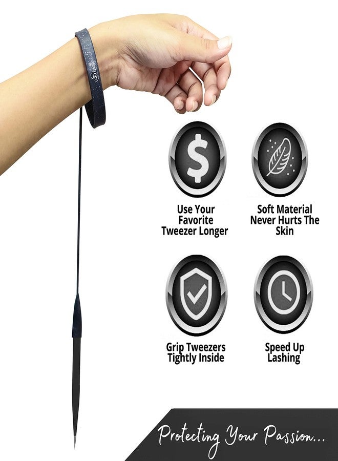 SIVOTE Lash Tweezers Holder Protector, Silicone Wristband, Tweezer Delighter, Lash Extension Supplies, Black - Image 4