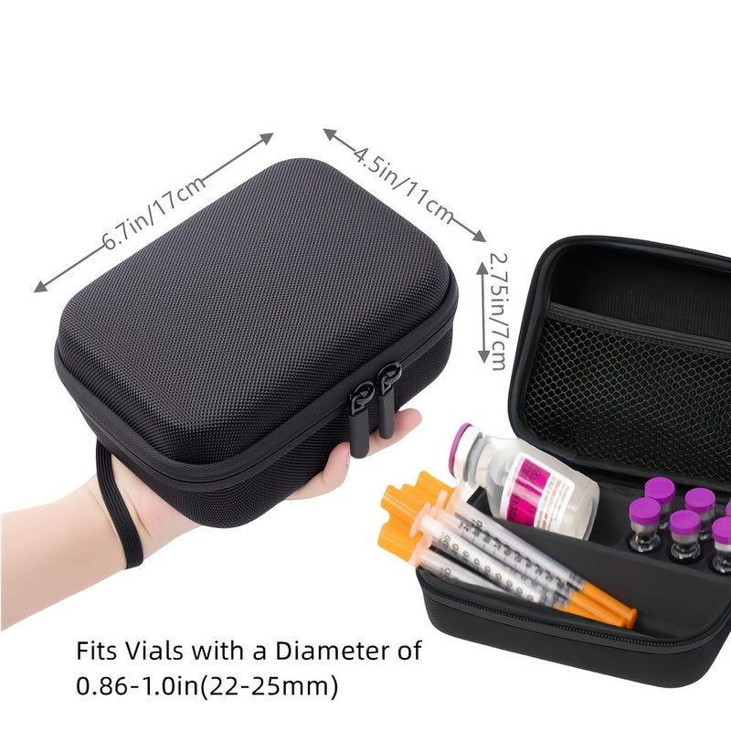 Black Portable Bag Insulin Kit Storage Case Diabetes Care Organizer Hard Shell Travel Home Office - Image 3