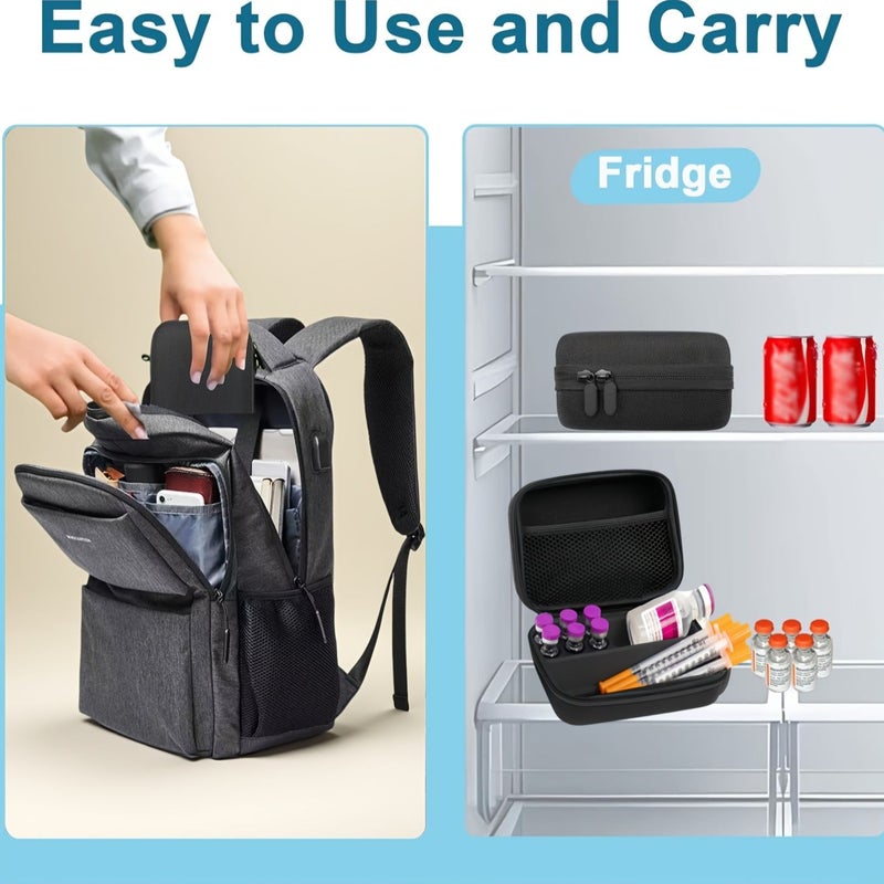 Black Portable Bag Insulin Kit Storage Case Diabetes Care Organizer Hard Shell Travel Home Office - Image 5