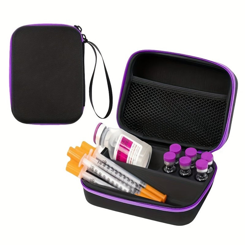 Black Portable Bag Insulin Kit Storage Case Diabetes Care Organizer Hard Shell Travel Home Office - Image 4